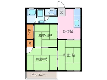 間取図 近鉄湯の山線/伊勢松本駅 徒歩12分 1階 築39年