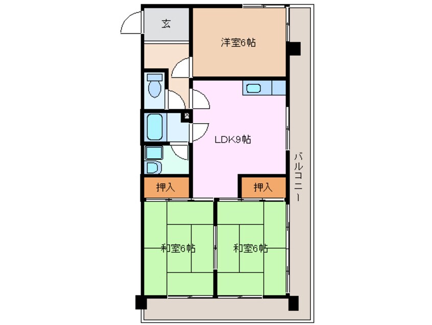 間取図 近鉄名古屋線/川原町駅 徒歩2分 3階 築38年