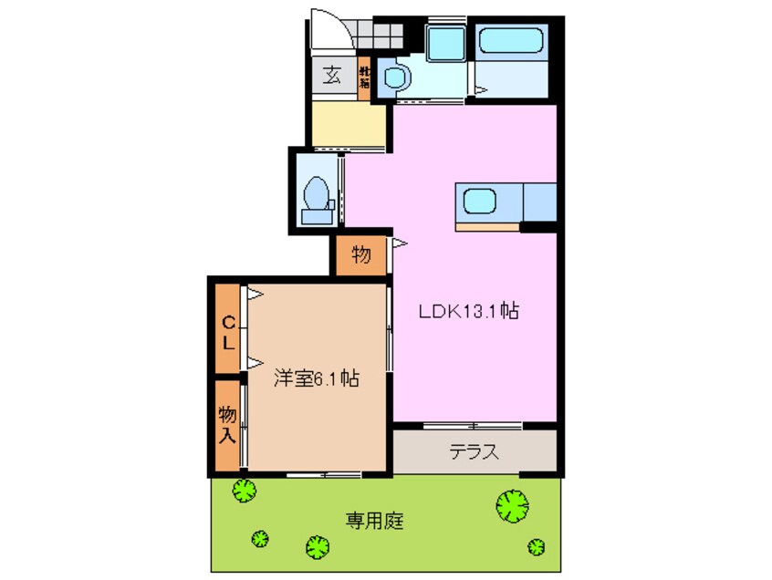 間取図 関西本線（東海）/富田浜駅 徒歩9分 1階 築9年