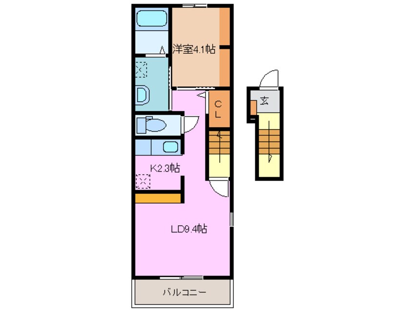 間取図 四日市あすなろう鉄道内部線/南日永駅 徒歩3分 2階 築10年