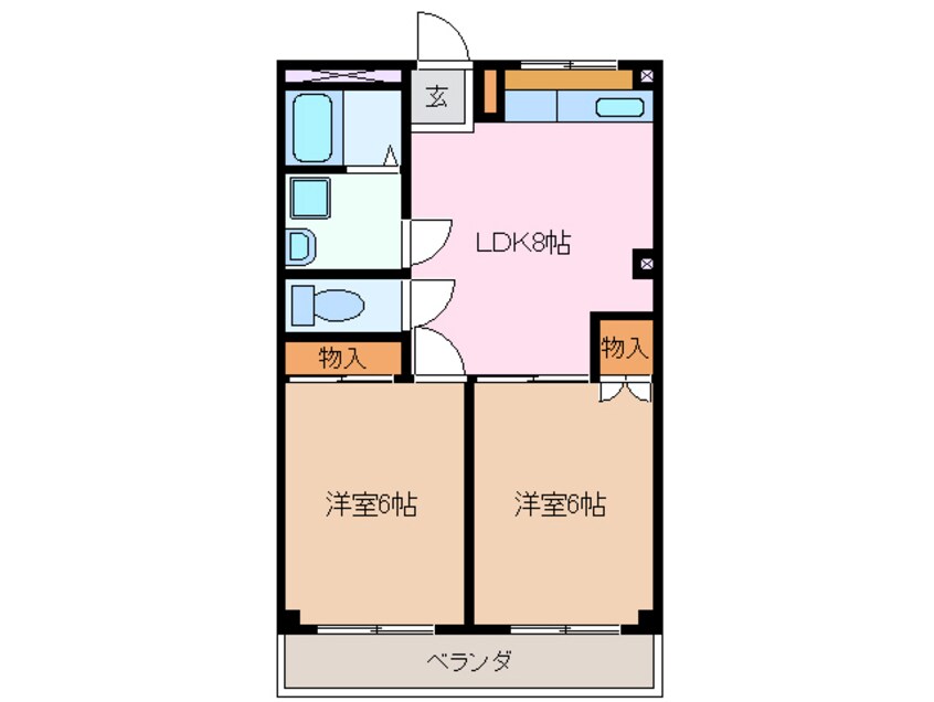 間取図 四日市あすなろう鉄道内部線/赤堀駅 徒歩7分 2階 築31年