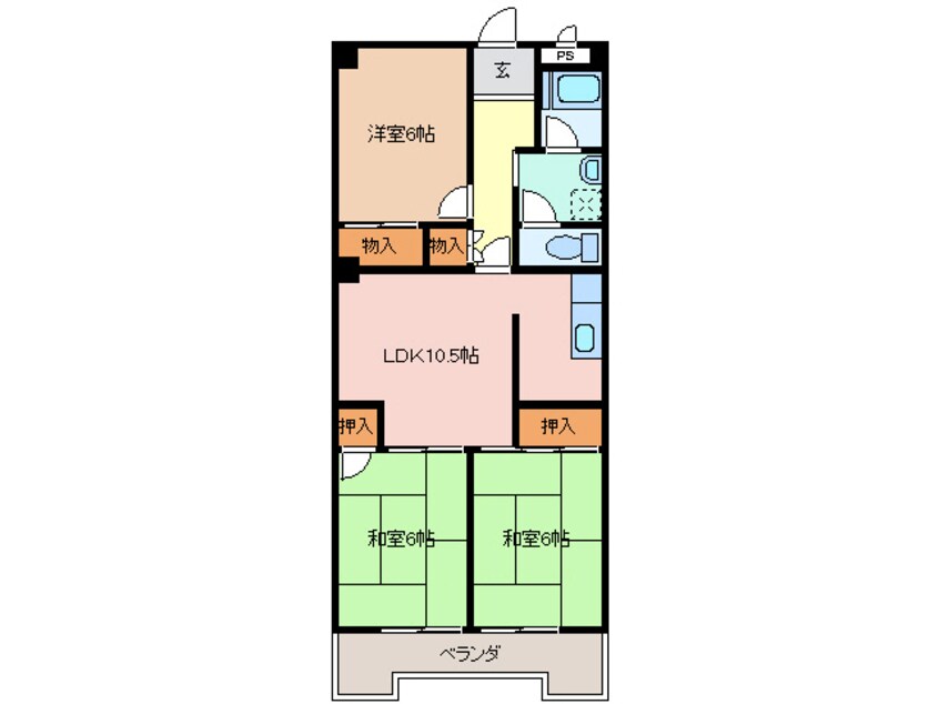 間取図 近鉄湯の山線/中川原駅 徒歩9分 3階 築42年