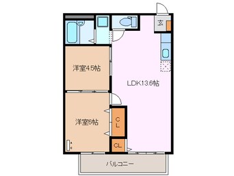 間取図 四日市あすなろう鉄道内部線/日永駅 徒歩14分 2階 築36年