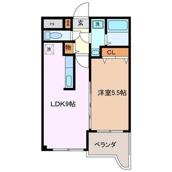 間取図 関西本線（東海）/富田浜駅 徒歩10分 2階 築23年