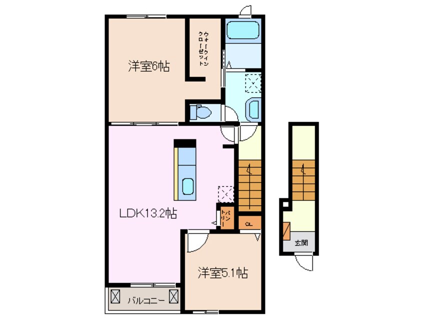 間取図 近鉄湯の山線/伊勢松本駅 徒歩12分 2階 築10年