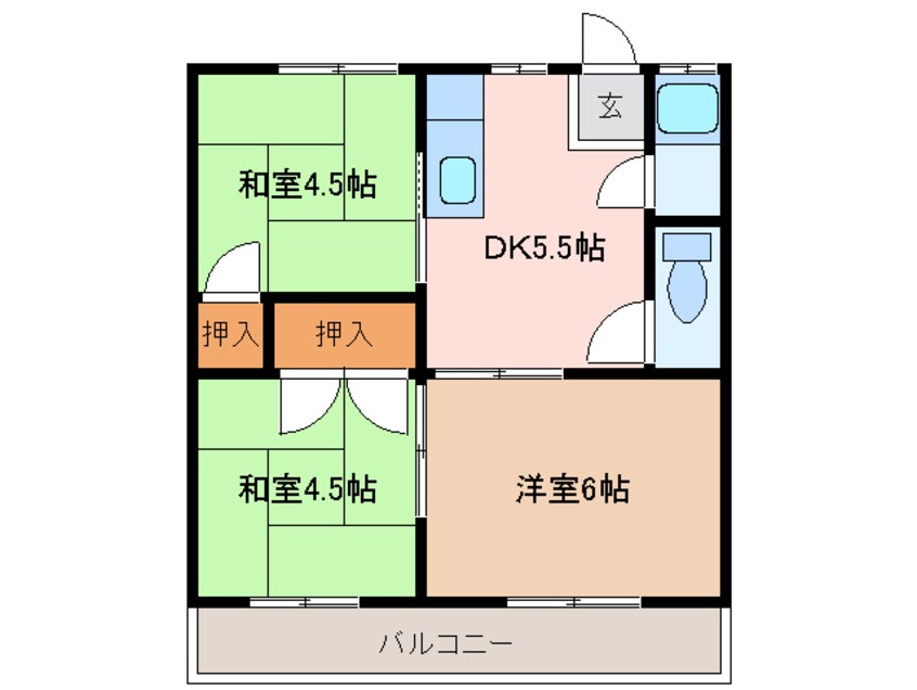 間取図 近鉄名古屋線/阿倉川駅 徒歩8分 2階 築45年