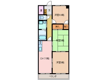 間取図 近鉄湯の山線/中川原駅 徒歩8分 2階 築28年