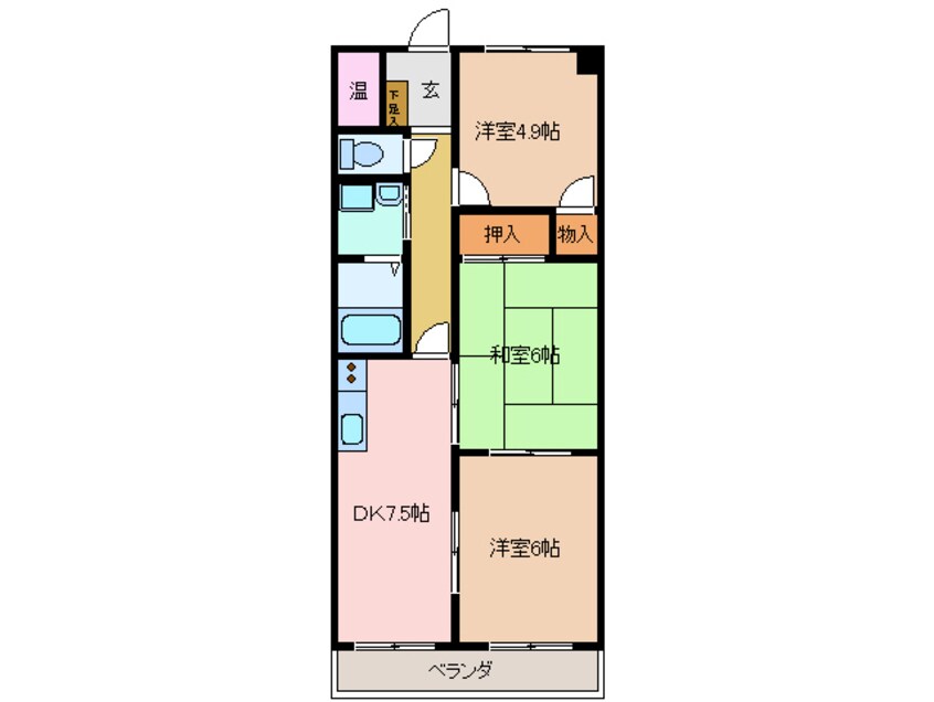 間取図 近鉄湯の山線/中川原駅 徒歩8分 2階 築28年