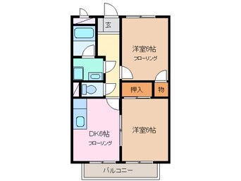 間取図 四日市あすなろう鉄道内部線/日永駅 徒歩15分 2階 築28年