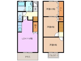 間取図 近鉄湯の山線/伊勢松本駅 徒歩19分 1階 築23年