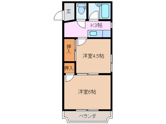 間取図 関西本線（東海）/四日市駅 徒歩9分 1階 築41年
