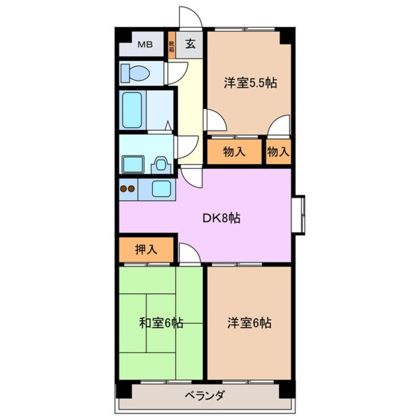 間取図 ラトゥール西阿倉川