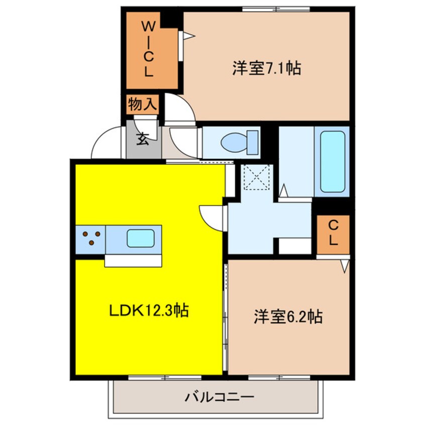 間取図 Rassurer　lieu　ASAHI