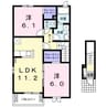 バウコート 2LDKの間取り
