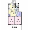 フォレストコートKⅢ 2DKの間取り
