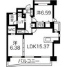パラシオン西新 2LDKの間取り