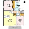 カーサ上の山 2LDKの間取り