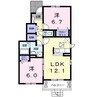 グラン・アムール　ウエスト 2LDKの間取り