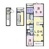 リガーレ　シダミ 2LDKの間取り