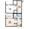 T.A.東山町ⅡC棟 1Kの間取り