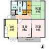 グランドゥール　B棟 3DKの間取り
