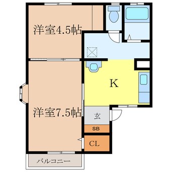 間取図 エルひょうたん山　Ｂ