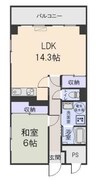 ウィングコート下長 1LDKの間取り