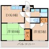 エメラルドマンション 2DKの間取り