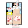 ヴァンドーム 1DKの間取り