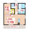 フェリスフルータ 1LDKの間取り