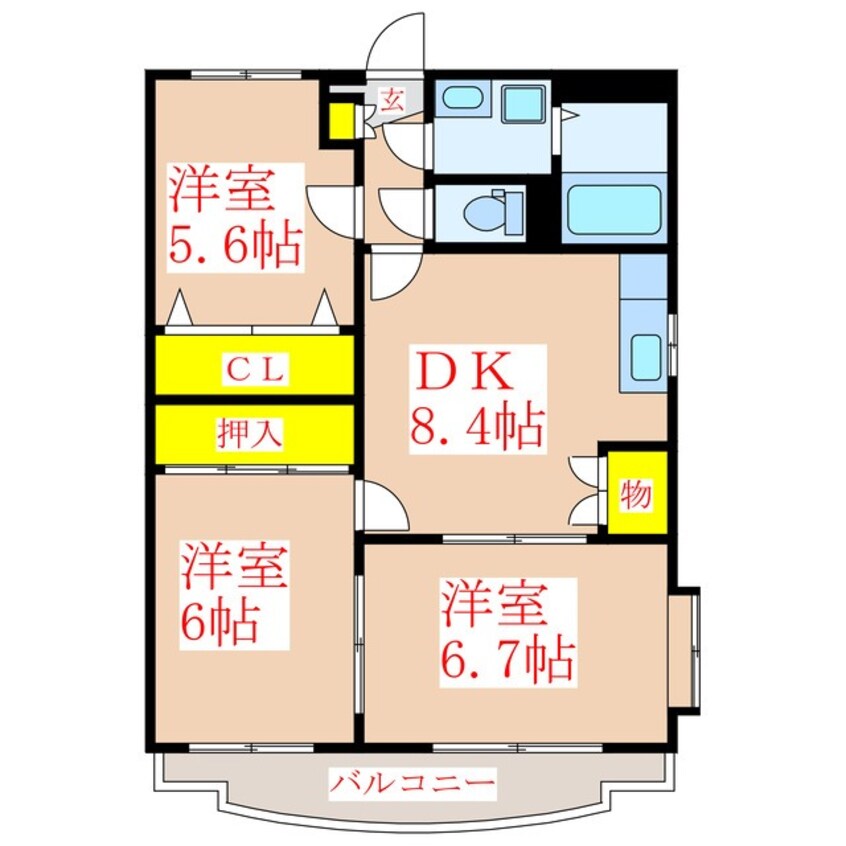 間取図 キャスリング岡元