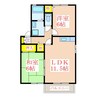 セジュール内山田 2LDKの間取り