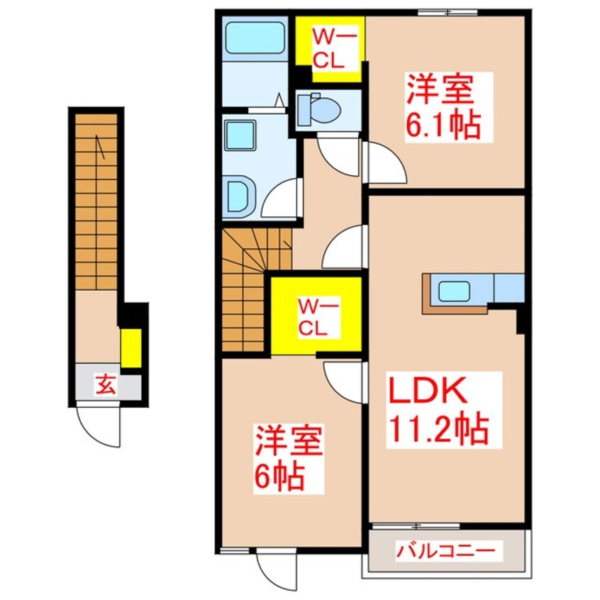 間取図 スプリング　Ｗ　愛