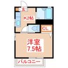 紫陽花 1Kの間取り