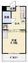 ボーネンＫ 1DKの間取り