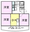 道原マンション 3DKの間取り