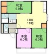 セジュールタヌマA 3LDKの間取り