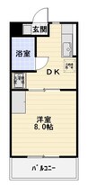 メルカードあさひⅢ 1DKの間取り