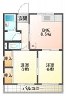 カンビアーレ 2DKの間取り