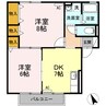 ワーズワース 2DKの間取り
