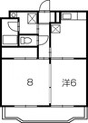 メルベーユⅡ 2DKの間取り