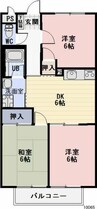 カーム東宮B 3DKの間取り