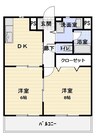 キャッスルローゼ 2DKの間取り