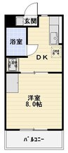 ソレイユⅢ 1DKの間取り