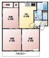 ドミールD 3DKの間取り