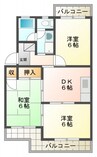 アンソレイエ三ヶ名 3DKの間取り