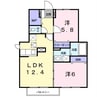 メゾンパルテール 2LDKの間取り