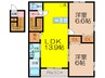 ワンネス 2LDKの間取り