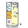 D-roomＫ 1LDKの間取り