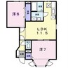 セントラルヒルズ 2LDKの間取り